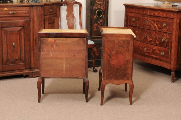 Pair of 19th Century Italian Commodini with Marble Tops , Drawer & Cabinet Doors - Image 13