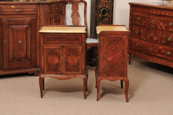 Pair of 19th Century Italian Commodini with Marble Tops , Drawer & Cabinet Doors - Image 16