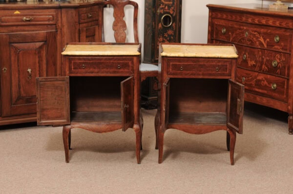 Pair of 19th Century Italian Commodini with Marble Tops , Drawer & Cabinet Doors - Image 17