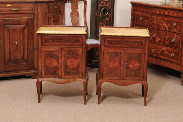 Pair of 19th Century Italian Commodini with Marble Tops , Drawer & Cabinet Doors - Image 18