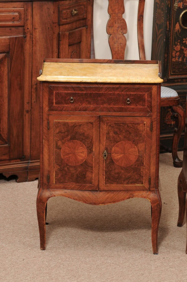 Pair of 19th Century Italian Commodini with Marble Tops , Drawer & Cabinet Doors - Image 19