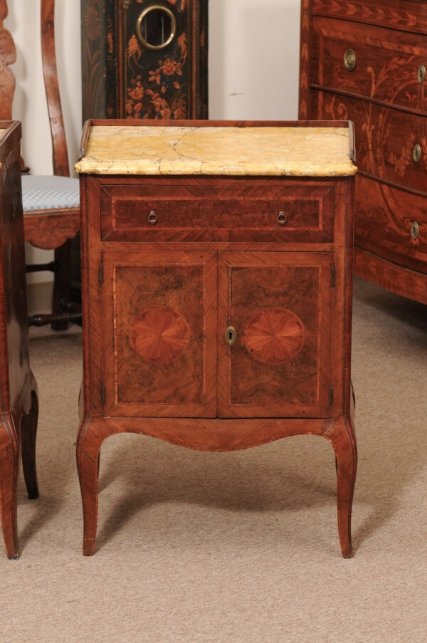 Pair of 19th Century Italian Commodini with Marble Tops , Drawer & Cabinet Doors - Image 20