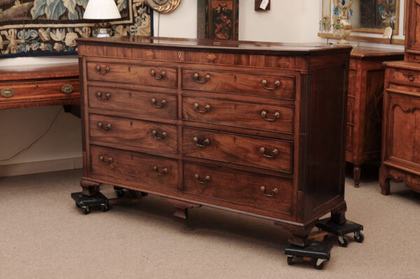 19th Century English Mahogany Mule Chest with 4 Sliding Drawers, Inlay & Reeded Corners (false Drawers can be converted) - Image 14