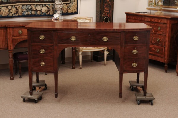 19th Century English Mahogany Bowfront Sideboard with Oval Satinwood & String Inlay Detail - Image 13