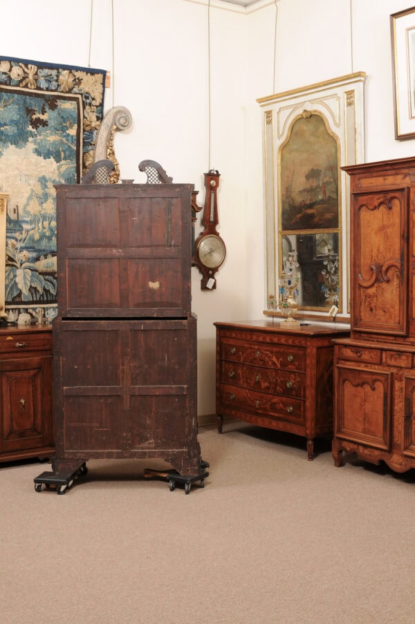 19th Century English Mahogany Secretary Bookcase with Fretwork Swan Neck Cornice - Image 13