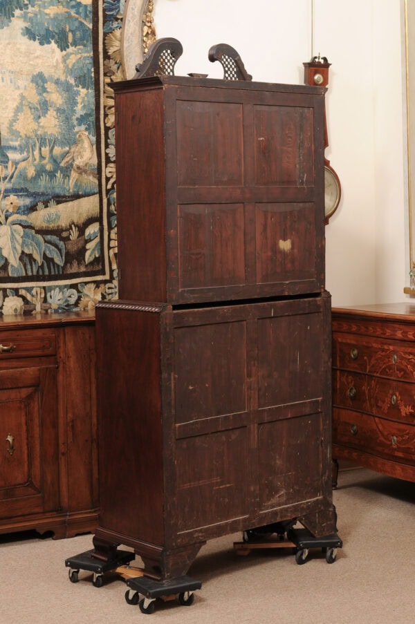 19th Century English Mahogany Secretary Bookcase with Fretwork Swan Neck Cornice - Image 14