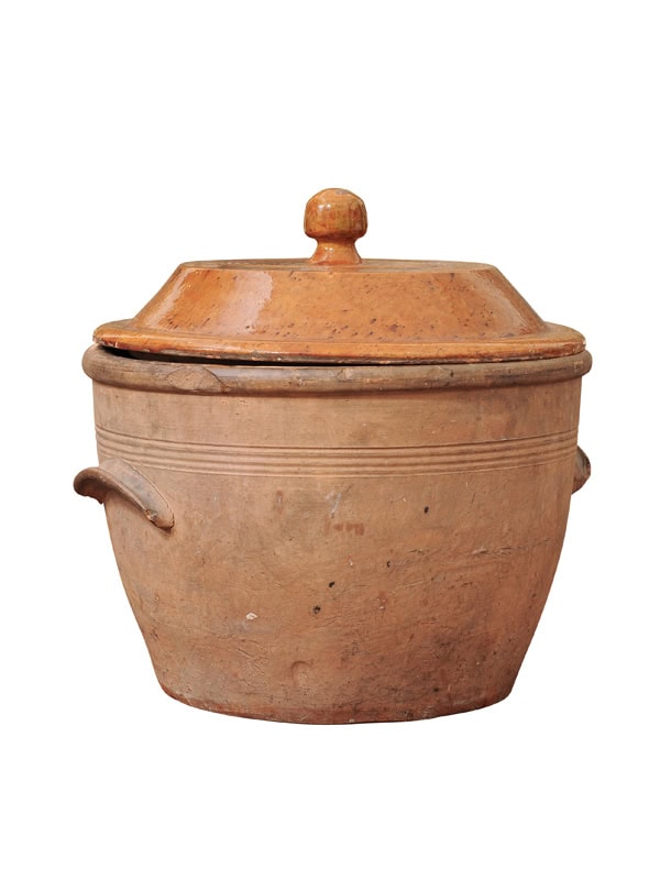 19th Century Terracotta Large Cooking Pot with Lid and Handles