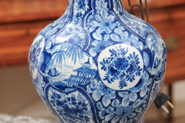 Tall 19th Century Delft Blue & White Vase, Wired as a Lamp - Image 17