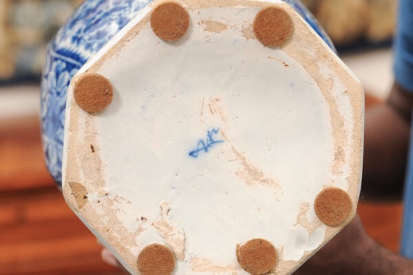 Tall 19th Century Delft Blue & White Vase, Wired as a Lamp - Image 18