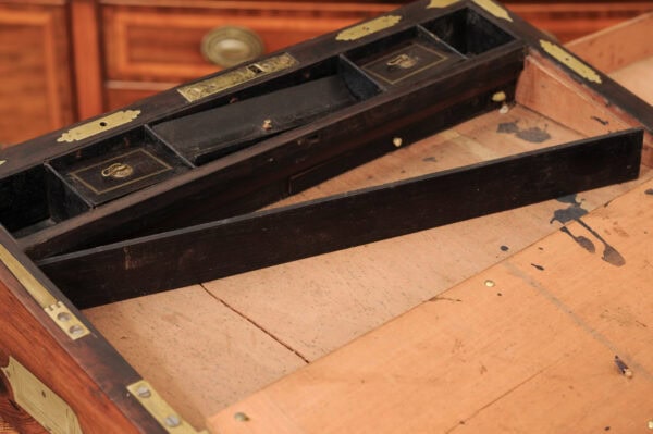 Large 19th Century English Rosewood & Brass Lap Desk with Brass Inlay - Image 13