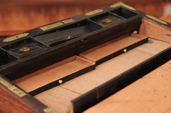 Large 19th Century English Rosewood & Brass Lap Desk with Brass Inlay - Image 15