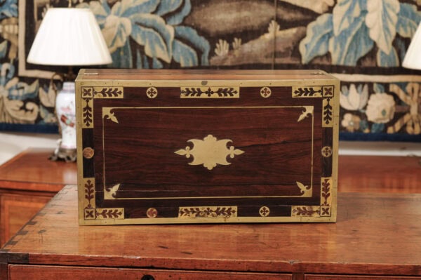 Large 19th Century English Rosewood & Brass Lap Desk with Brass Inlay - Image 19