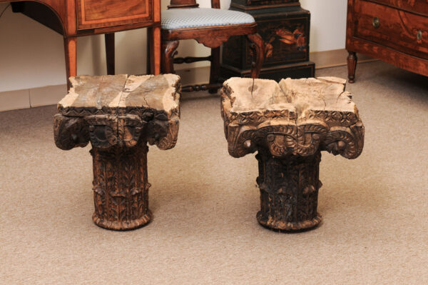 Pair of Large 19th Century French Carved Wood Capitals/ Architectural Elements - Image 13