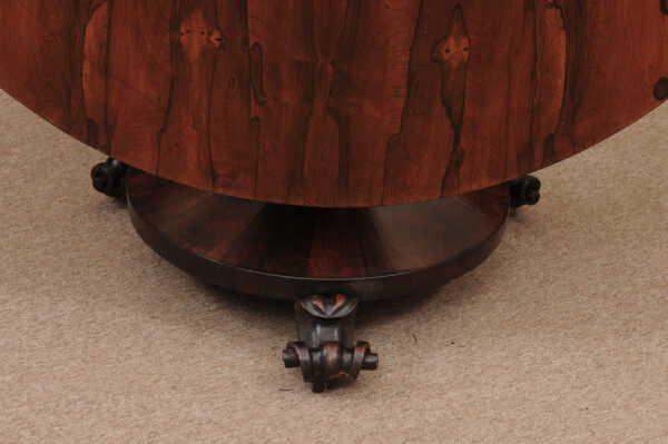 George IV English 19th Century Rosewood Center / Breakfast Table with Pedestal Base and Scroll Feet - Image 14