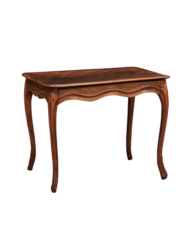 18th Century French Louis XV Walnut Table with Serpentine Apron