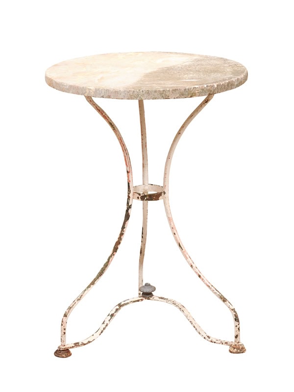 Late 19th Century French Painted Iron & Marble Garden Gueridon, ca. 1890