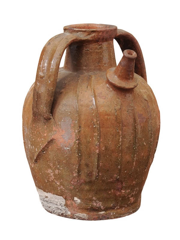 Large 19th Century French Pottery Oil Jar with Handles