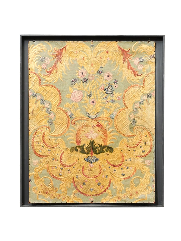 Framed 18th Century French Embossed Leather Top Panel