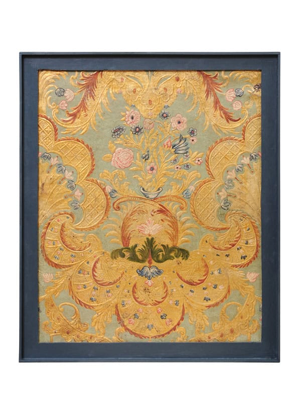 Framed 18th Century French Embossed Leather Top Panel
