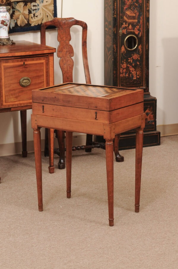 Early 19th Century French Tric Trac Table / Game Box on Stand, Signed - Image 13