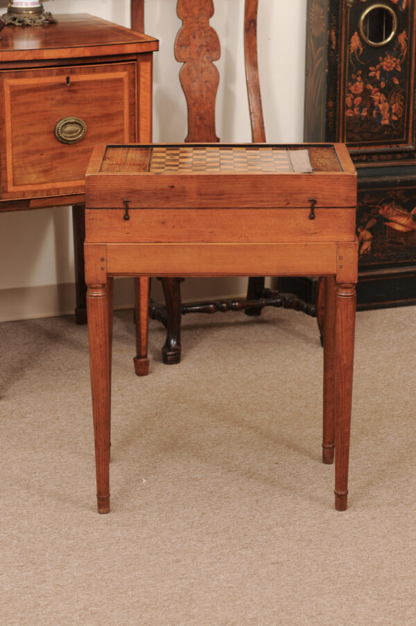 Early 19th Century French Tric Trac Table / Game Box on Stand, Signed - Image 14