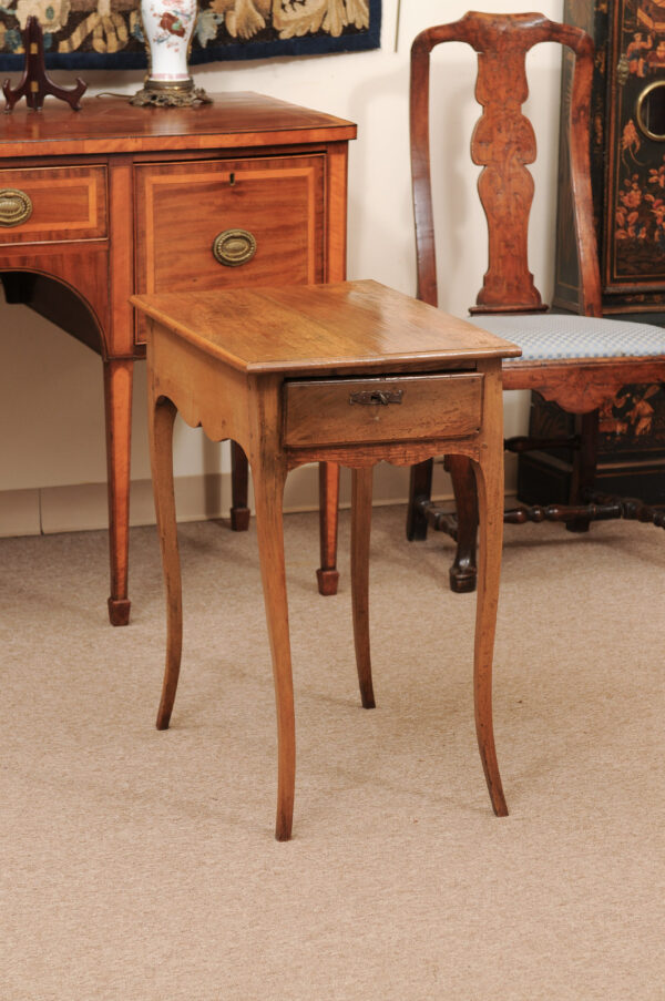 18th Century French Louis XV Walnut Side Table with 2 Drawers - Image 13