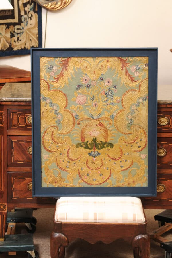 Framed 18th Century French Embossed Leather Top Panel - Image 3