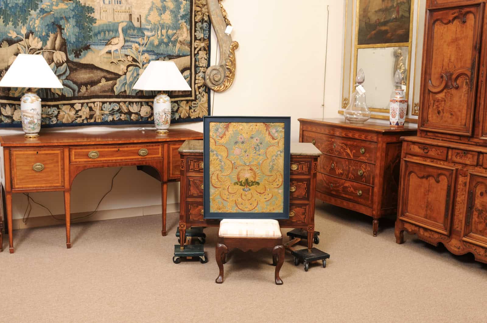 Framed 18th Century French Embossed Leather Top Panel - Image 4