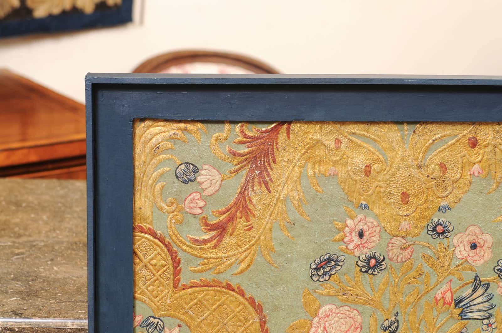 Framed 18th Century French Embossed Leather Top Panel - Image 5