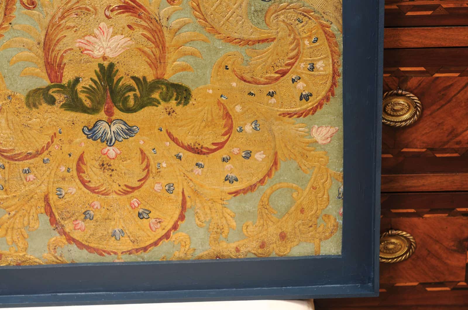 Framed 18th Century French Embossed Leather Top Panel - Image 7