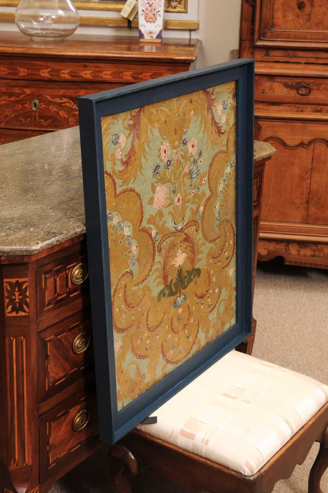 Framed 18th Century French Embossed Leather Top Panel - Image 9