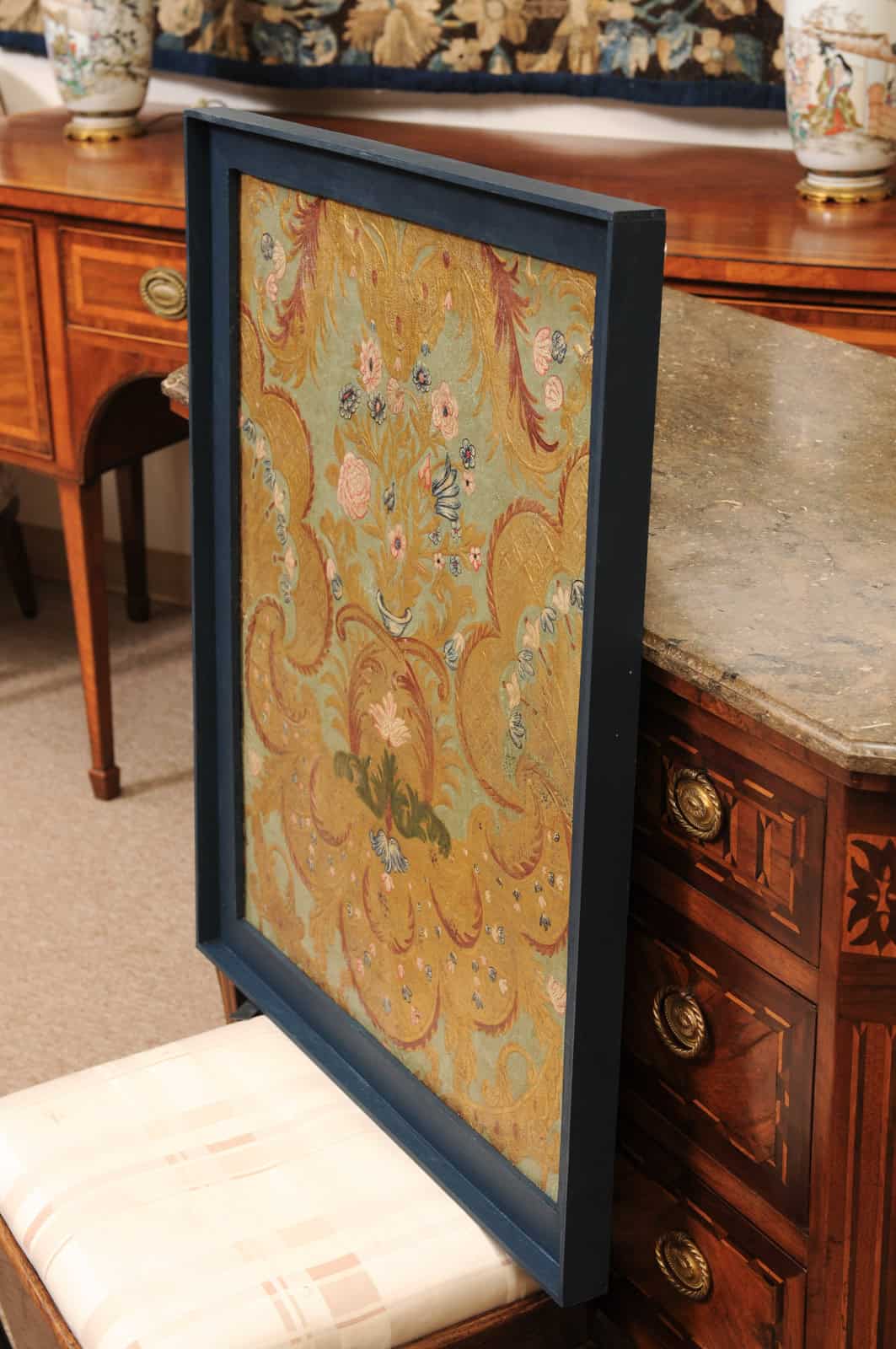 Framed 18th Century French Embossed Leather Top Panel - Image 10