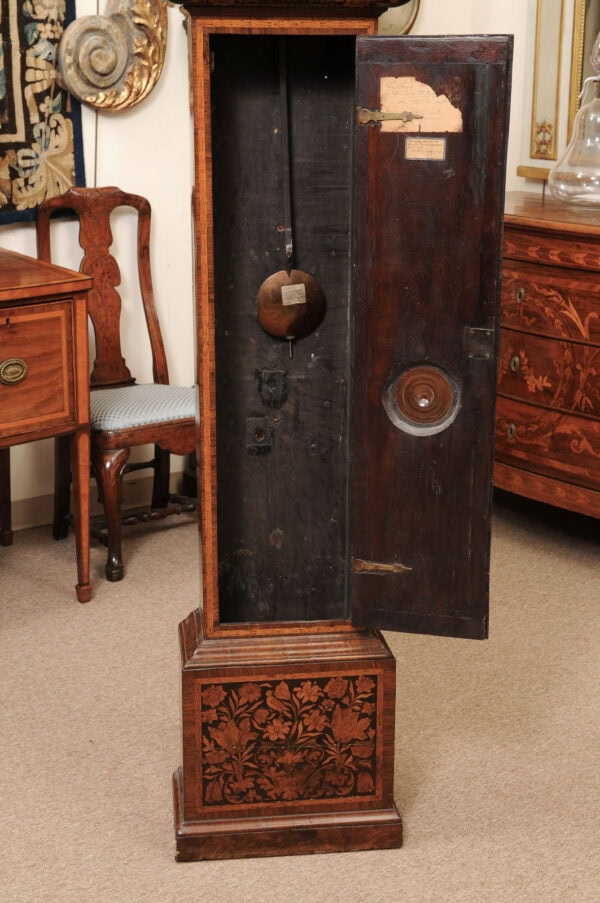 Fine English William & Mary Walnut Floral Marquetry Longcase Chiming Clock, Part Late 17th Century, Hyde Park Collection - Image 17