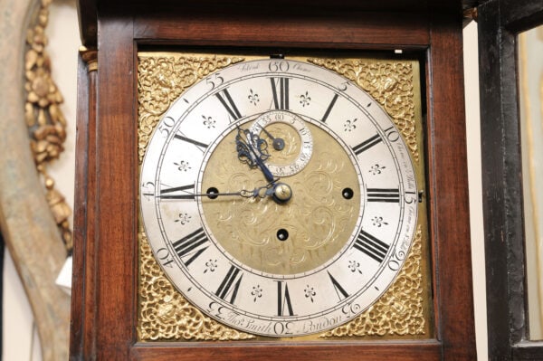Fine English William & Mary Walnut Floral Marquetry Longcase Chiming Clock, Part Late 17th Century, Hyde Park Collection - Image 19