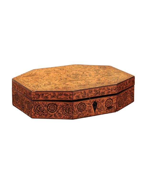 19th Century Italian Octagonal Penwork Box