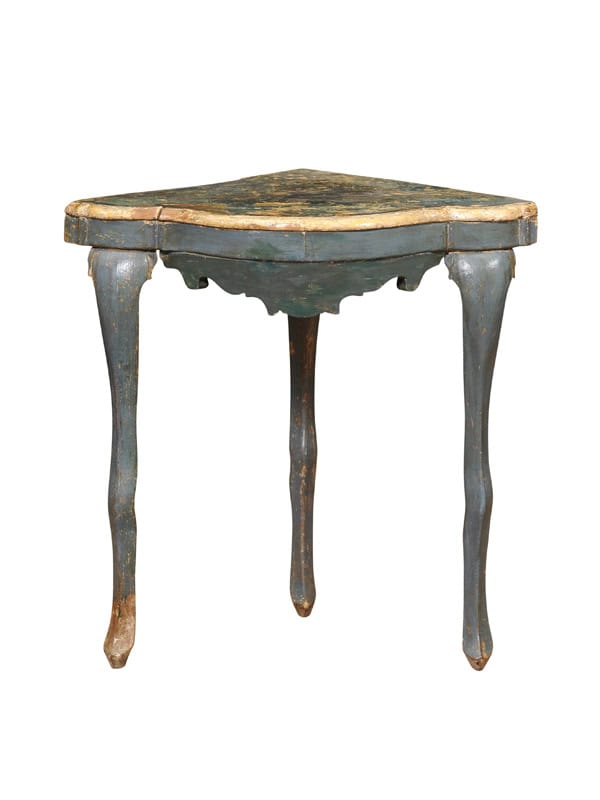19th Century Spanish Blue Painted Corner Cupboard