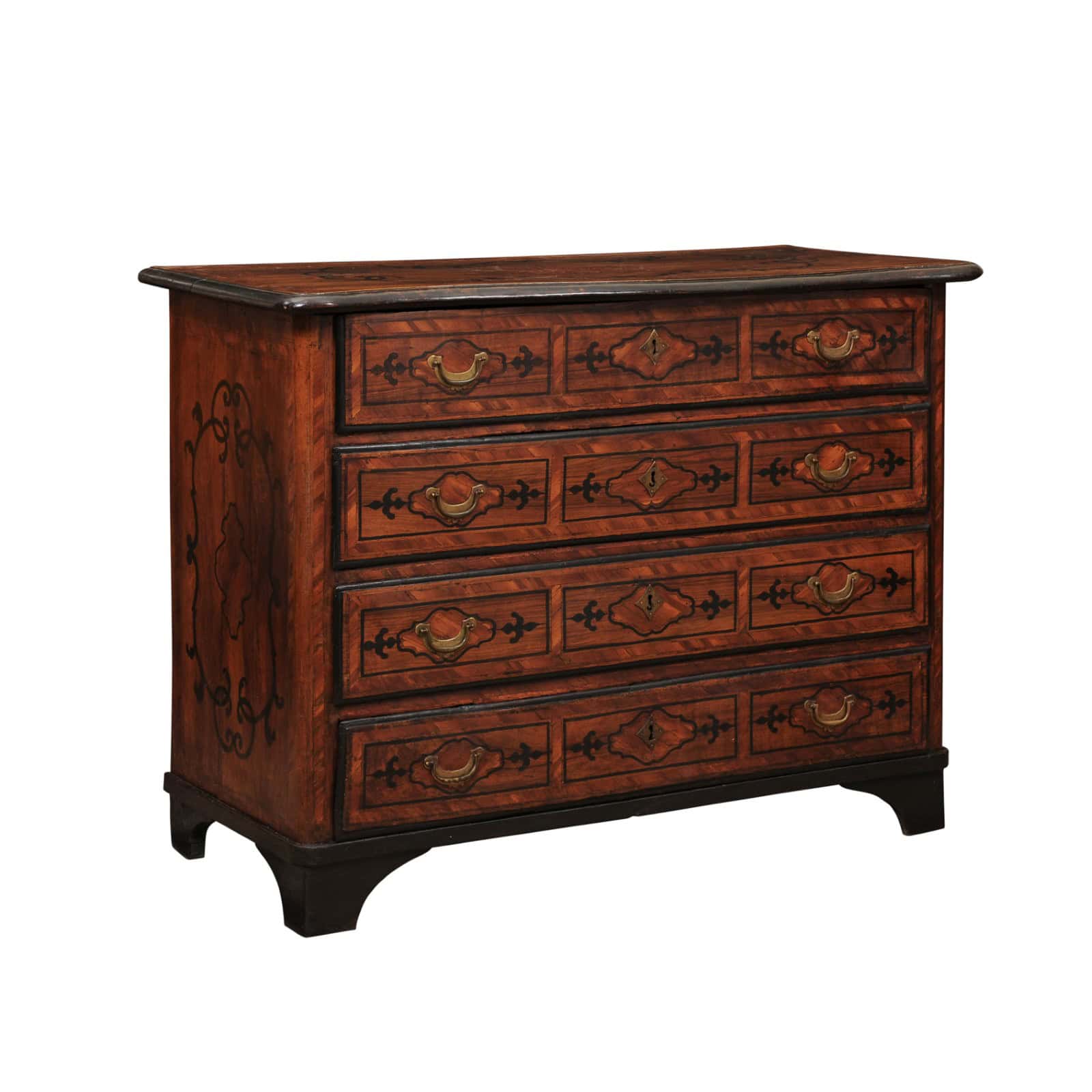 18th Century Italian Walnut Commode with 4 Drawers & Ebonized Detail - Image 2