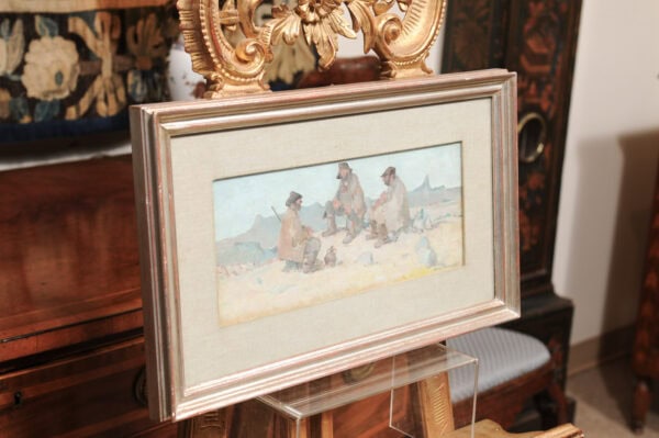 Framed Italian Oil on Canvas Painting of Hunters ca. 1950 - Image 13
