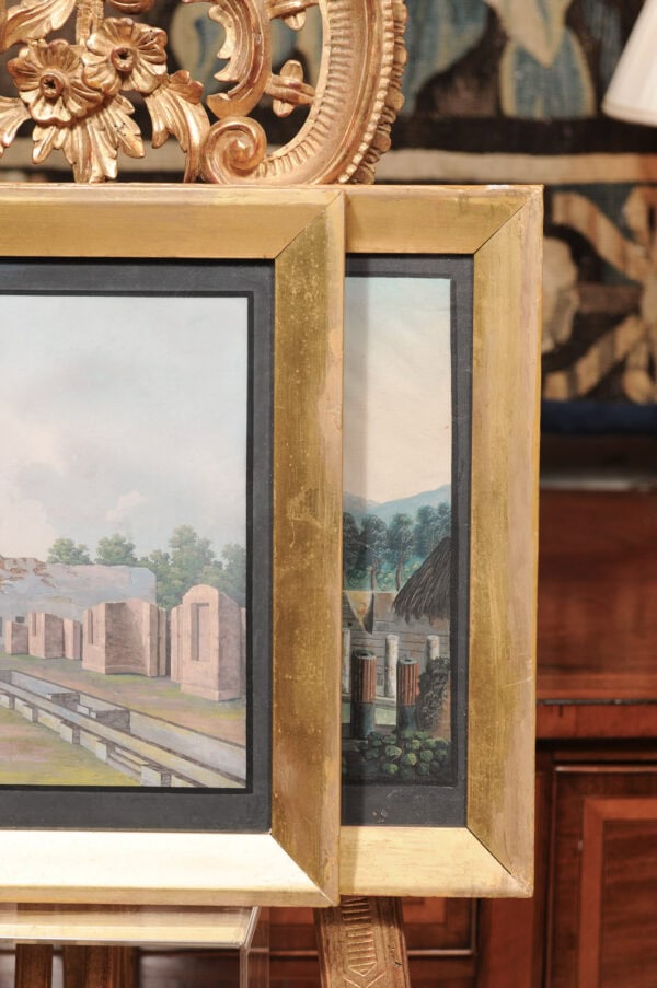 Set of 5 Framed 19th Century Italian Neapolitan Gouache Landscape Paintings - Image 30