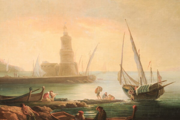 Large Framed 18th Century Italian Oil on Canvas Painting of Maritime Scene ca. 1780 - Image 13