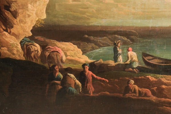 Large Framed 18th Century Italian Oil on Canvas Painting of Maritime Scene ca. 1780 - Image 16