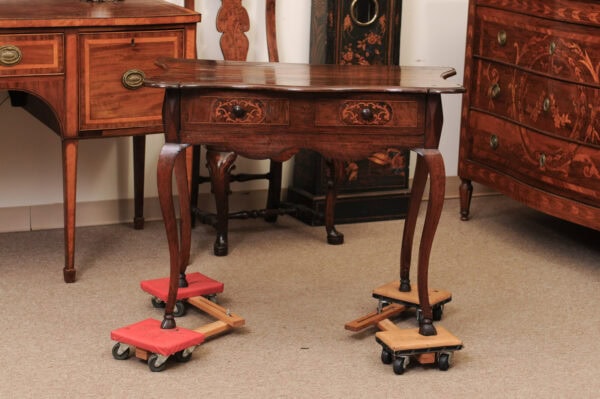 18th Century Italian Piedmontese Walnut Table with Inlay, Drawer & Hoof Feet - Image 14