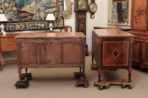 Pair of Fine Late 18th Century Italian Neoclassical Parquetry Inlaid Commodes with Marble Tops ca. 1790 - Image 14