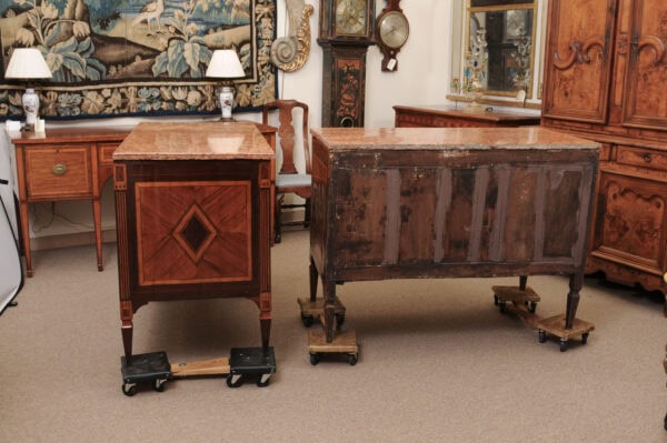 Pair of Fine Late 18th Century Italian Neoclassical Parquetry Inlaid Commodes with Marble Tops ca. 1790 - Image 17