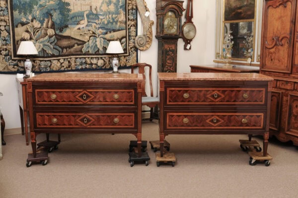Pair of Fine Late 18th Century Italian Neoclassical Parquetry Inlaid Commodes with Marble Tops ca. 1790 - Image 19
