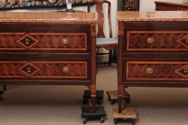 Pair of Fine Late 18th Century Italian Neoclassical Parquetry Inlaid Commodes with Marble Tops ca. 1790 - Image 21
