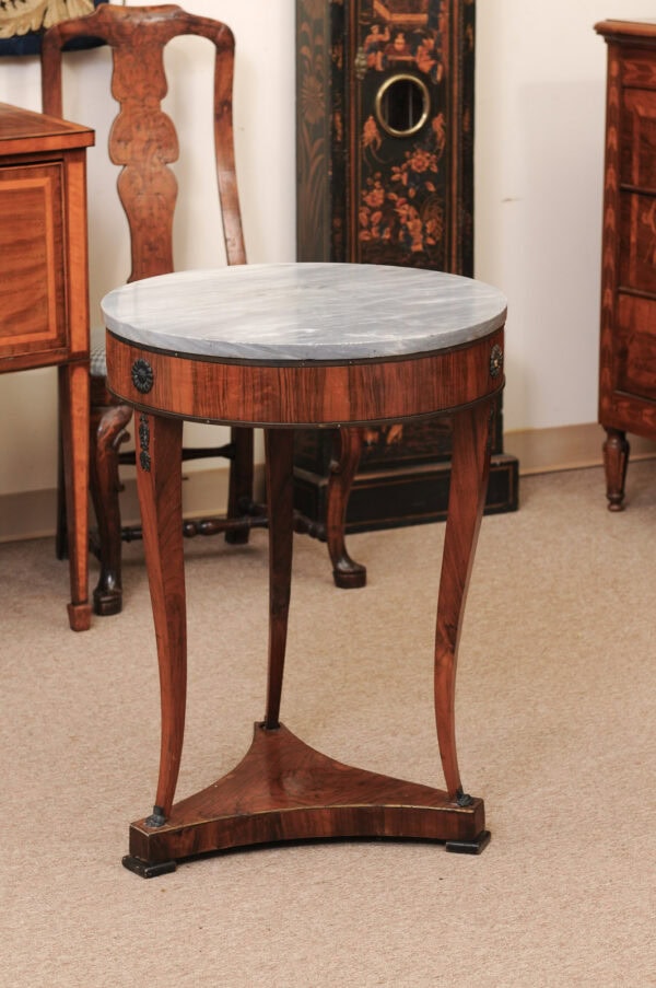Italian Sicilian Directoire Figured Walnut  Gueridon Side Table with Grey Marble Top and Splayed Legs, ca. 1800 - Image 13