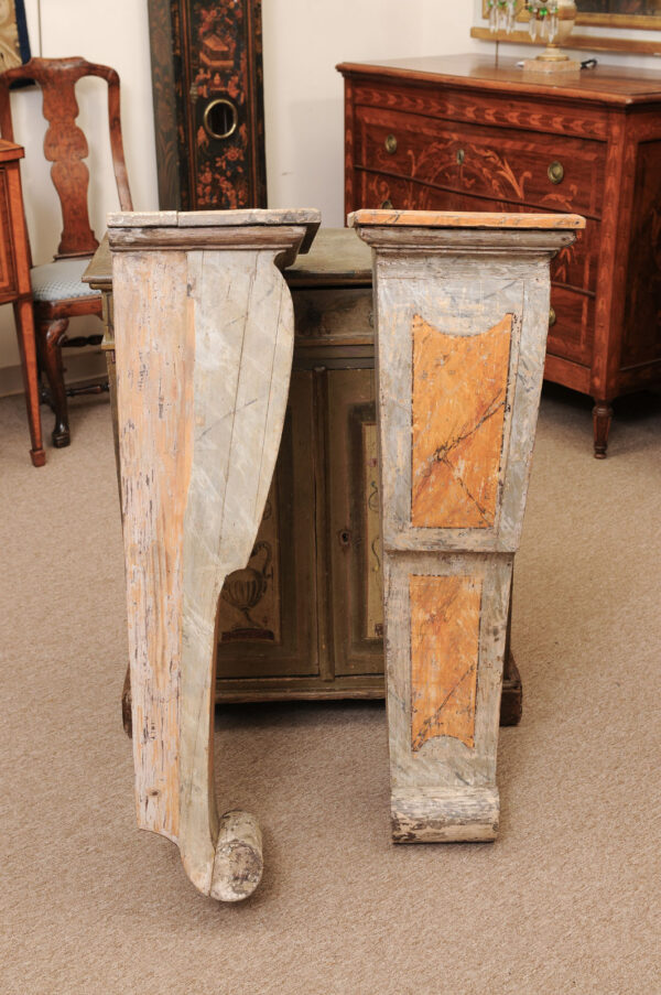Pair of 18th Century Italian Neoclassical Painted Wall Mounted Pedestals. 1 PAIR AVAILABLE. - Image 13
