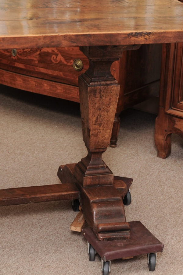 Large Tuscan Walnut Trestle Dining Table - Image 14