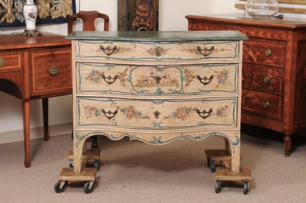 18th Century Italian Genovese Painted Commode with 3 Drawers & Faux Painted Marble Top - Image 13